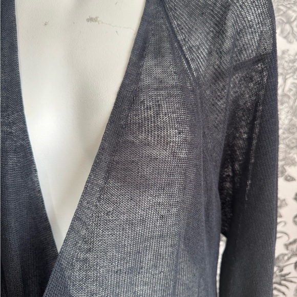 Vintage EILEEN FISHER Organic Linen Cardigan Gray Semi Sheer Duster Women’s XL - Picture 8 of 16